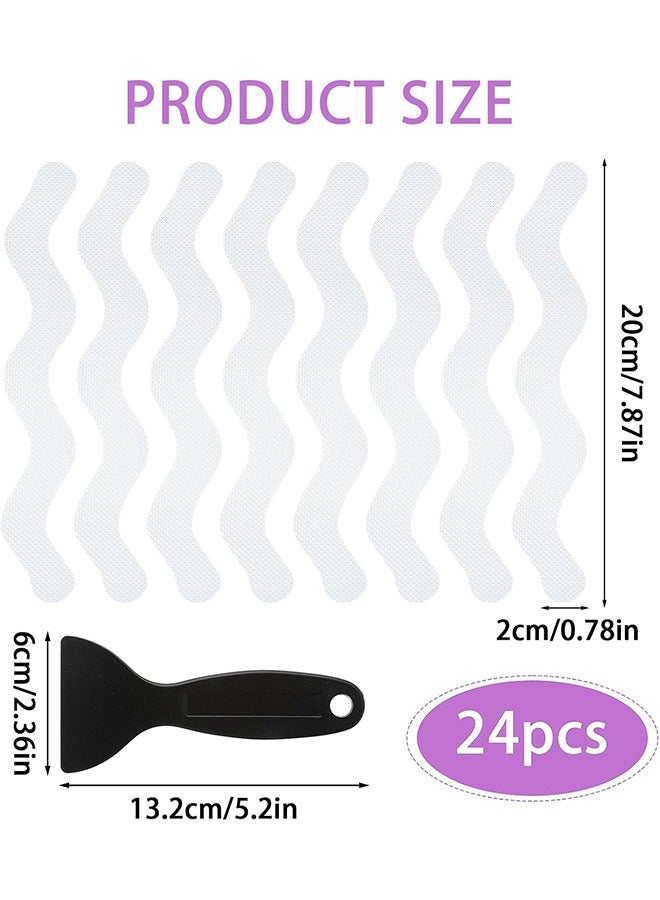 25 Pcs Anti Slip Shower Stickers - S-Shape Clear Non-Slip Safety Bathtub Strips, Adhesive Decals Scraper for Bathroom Tubs Stairs Pools Kitchen Shower - With Scraper - Image 5